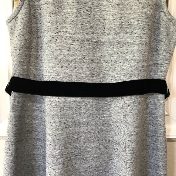 J. Crew Size 14 A Line Gray Dress Velvet Tie Belt EUC Back Zip Midi Length G8476 - Picture 8 of 14